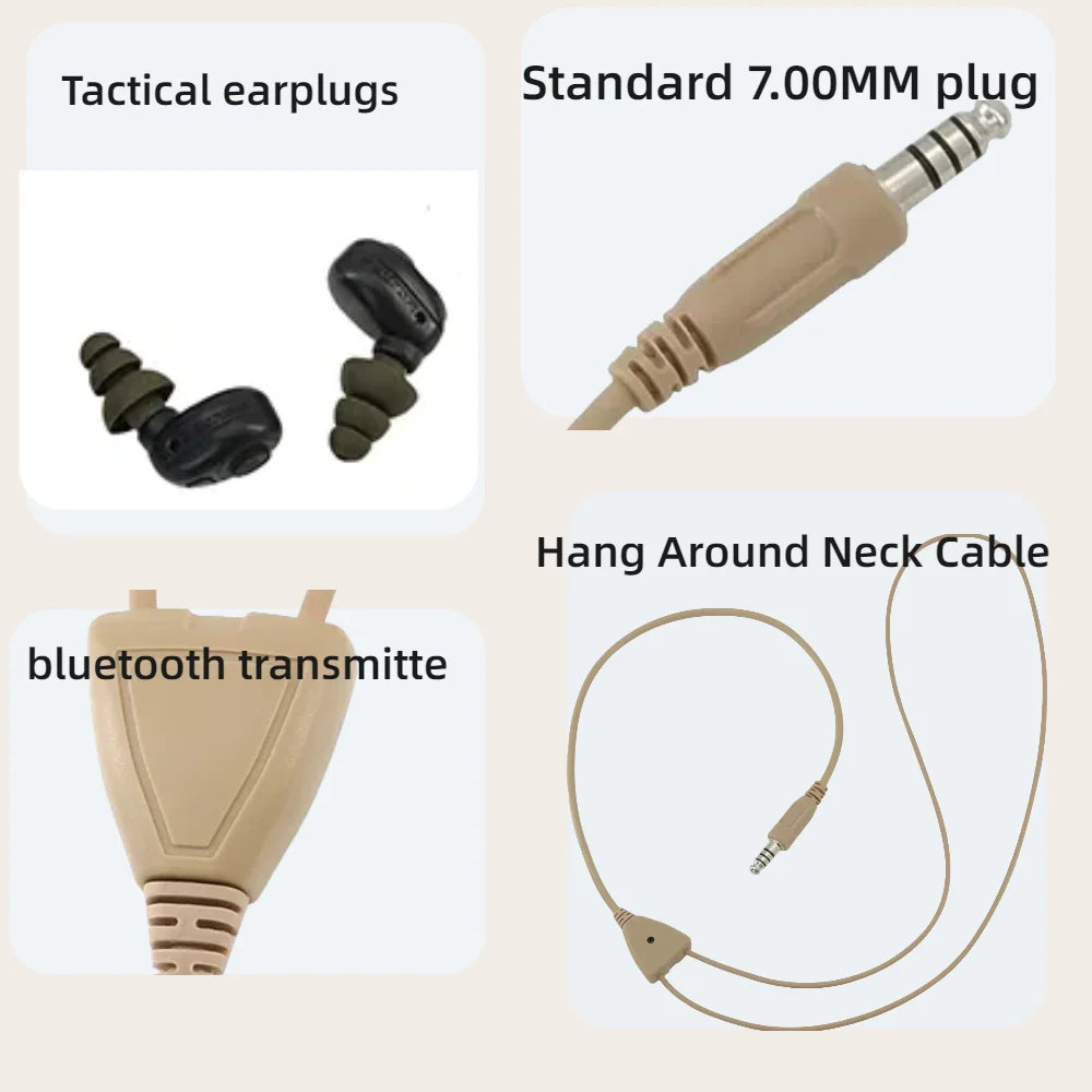 TAC-SKY Tactical TEP-200 Bluetooth PTT Communication Headset, Compatible with Baofeng UV5R Walkie-Talkie
