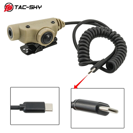 TAC-SKY Tactical U94 V2 PTT (with Type-C connector),for iPhone15/16/17 for use with COMTA MSA outdoor filming headset