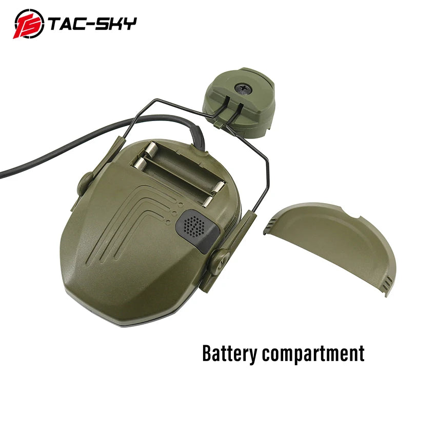 TAC-SKY Tactical Head-Mounted Shooting Noise-Canceling Ear Muffs Compatible with FAST Helmets  ARC Rails