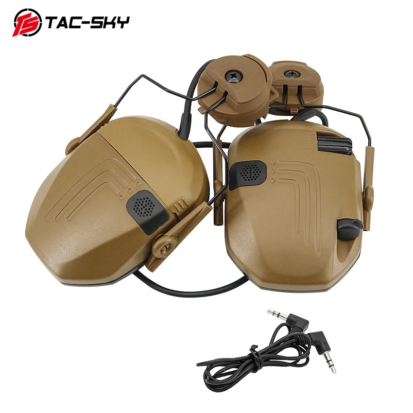 TAC-SKY Tactical Head-Mounted Shooting Noise-Canceling Ear Muffs Compatible with FAST Helmets  ARC Rails