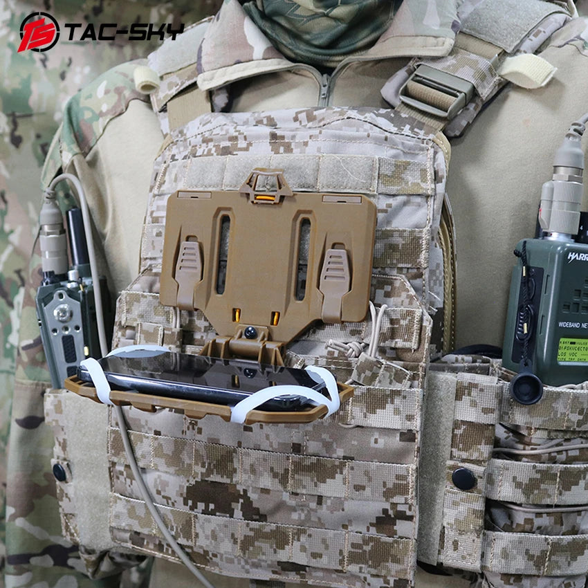 TAC-SKY Tactical Vest Attachment Mobile Phone Holder MOLLE Folding Navigation Board Suitable for Hunting CS Shooting