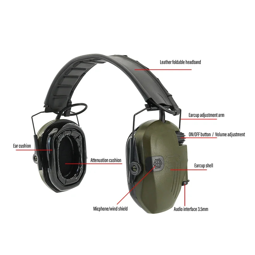 TAC-SKY Tactical Headset Electronic Shooting Earmuffs Hearing Protection Headphone NRR 23dB Noise Cancelling Airsoft Hunting