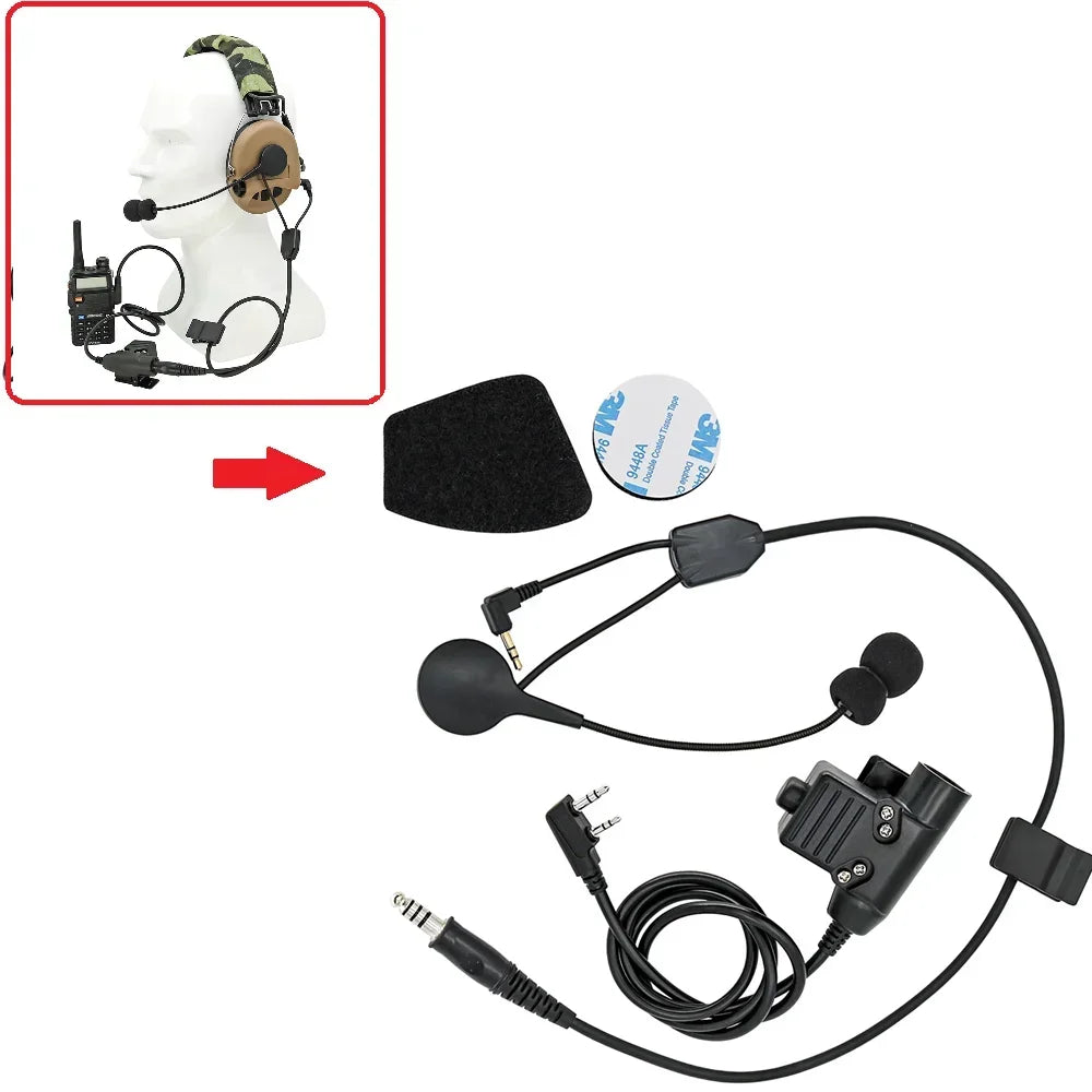 Tactical Headset Adapter Y-Cable Set includes U94PTT adapter compatible with Sordin IPSC headsets