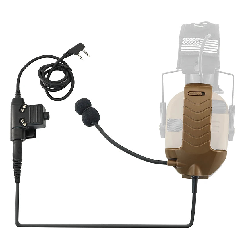 Tactical Headset Accessories Y-Line Kit Microphone for Walker Razor Electronic Earmuffs with PTT Ken for Baofeng