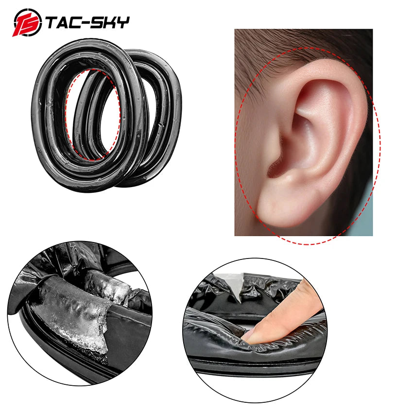 TAC-SKY Tactical New Adhesive Silicone Ear Pads, for AMP Shooting Headphones, Noise-Isolating and Sweat-Resistant
