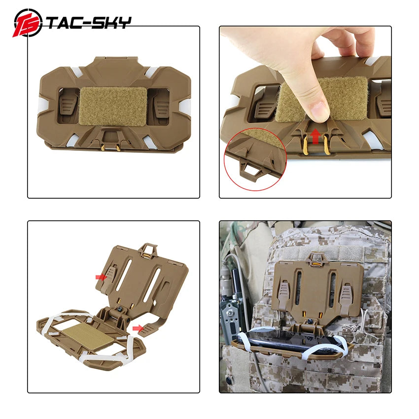 TAC-SKY Tactical Vest Attachment Mobile Phone Holder MOLLE Folding Navigation Board Suitable for Hunting CS Shooting