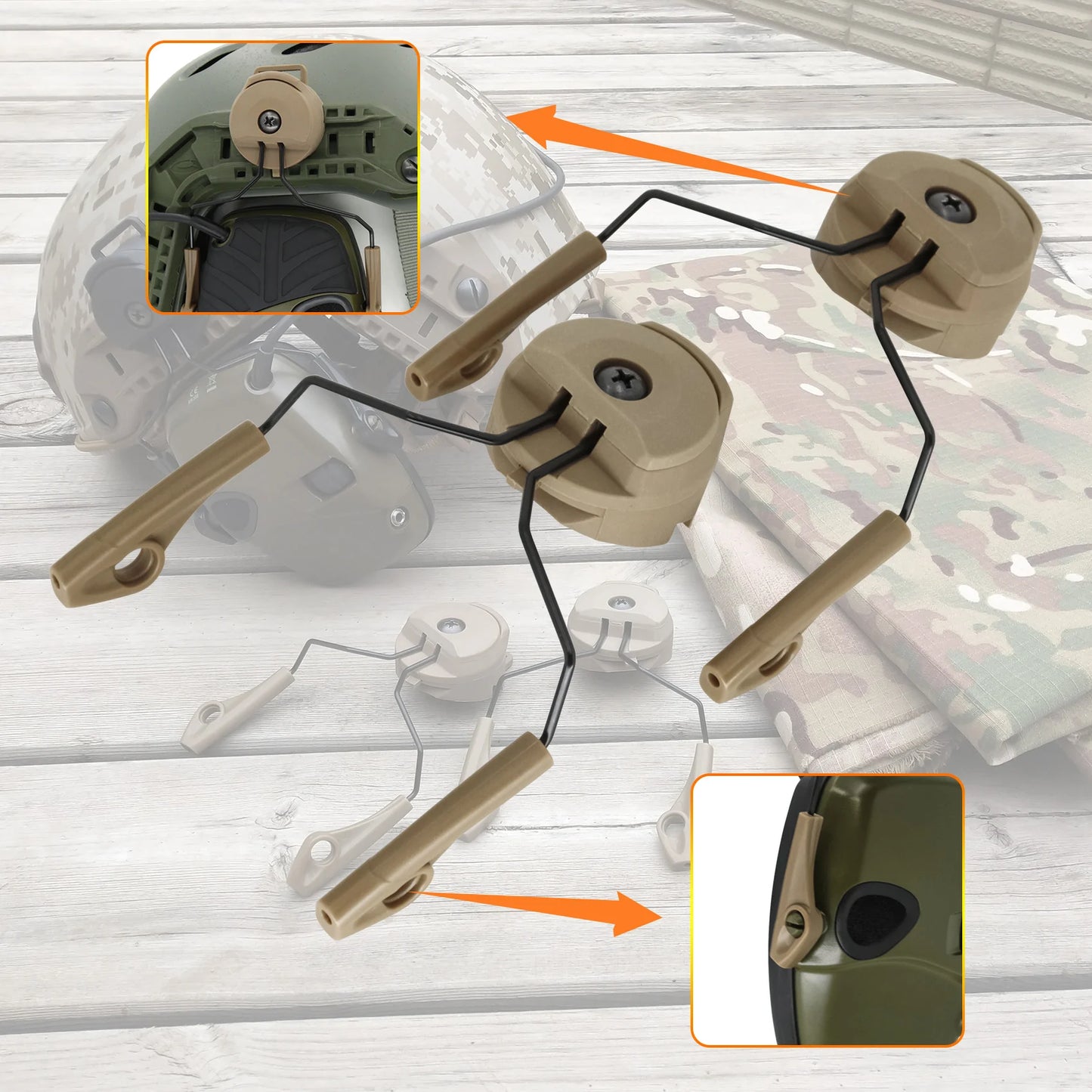Tactical Headset Mount for Howard Leight Impact Sport Shooting Headsets for ARC OPS-CORE Helmet Rail Adapters