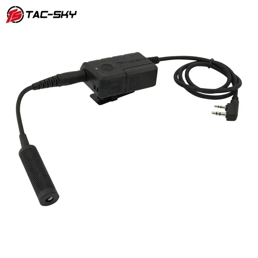 TAC-SKY Tactical Military Bluetooth PTT Adapter with Kenwood Plug for Comta Headsets and Baofeng Two-Way Radios