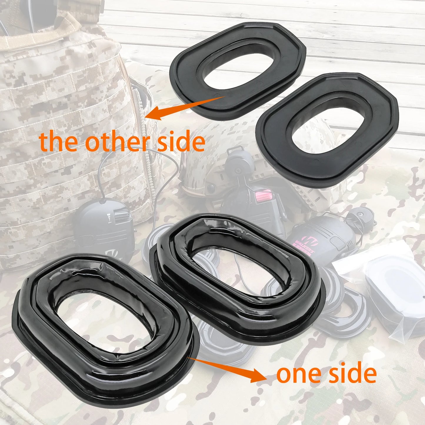 Tactical Noise-Canceling Gel Ear Pads, for Walkers Razor electronic hearing protection headphones
