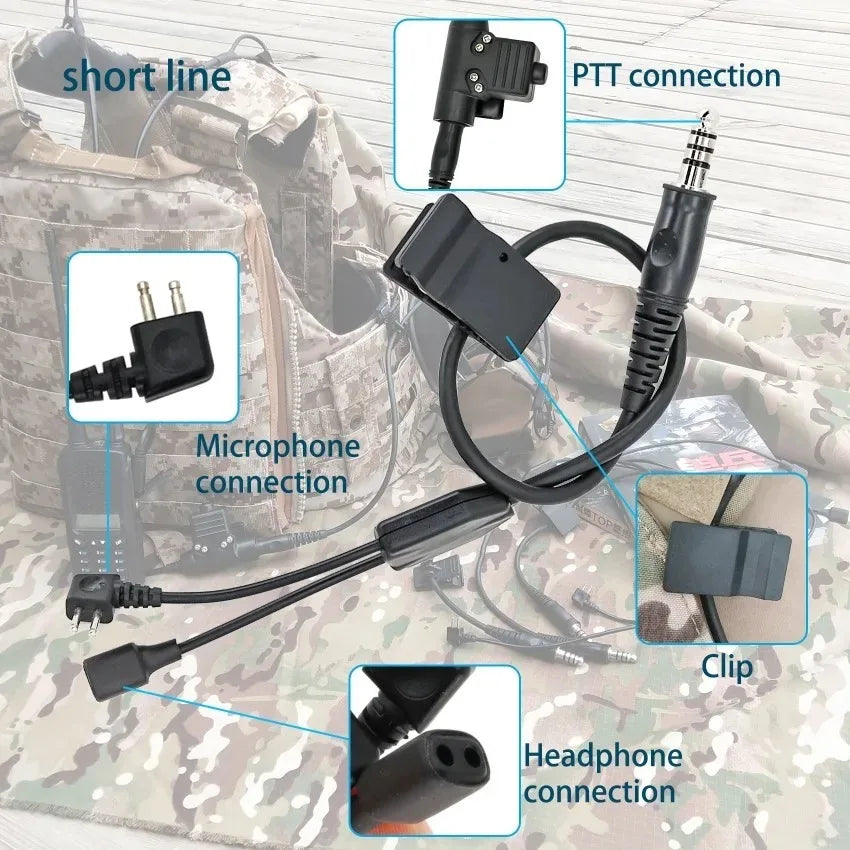 Tactical Mic Y-Line Kit Headset Adapter Compatible With COMTA I II III XPI IPSC Version Headphone for hunting Airsoft sport