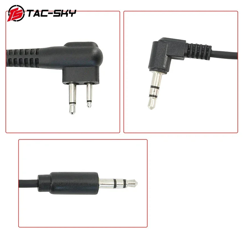 TAC-SKY Tactics for Motorola 2-pin Plug to 3.5 mm Microphone Adapter for Walkers Razor / Impact Sport headphones and Motorola 2-pin walkie-talkies