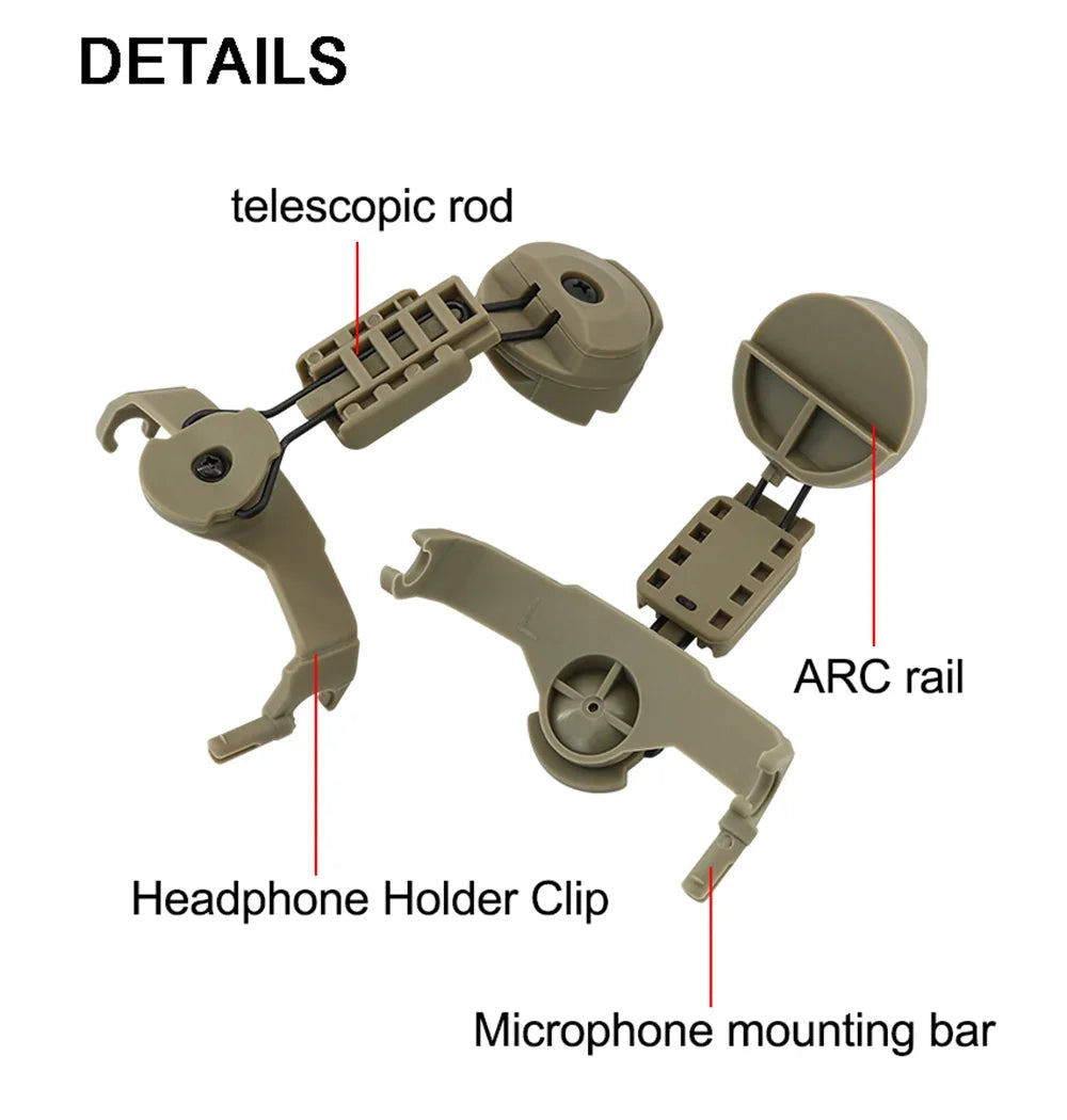TAC-SKY Tactical ARC Helmet Rail Adapter compatible with COMTA II III and XPI hunting and shooting headsets