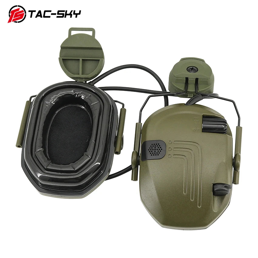 TAC-SKY Tactical Head-Mounted Shooting Noise-Canceling Ear Muffs Compatible with FAST Helmets  ARC Rails