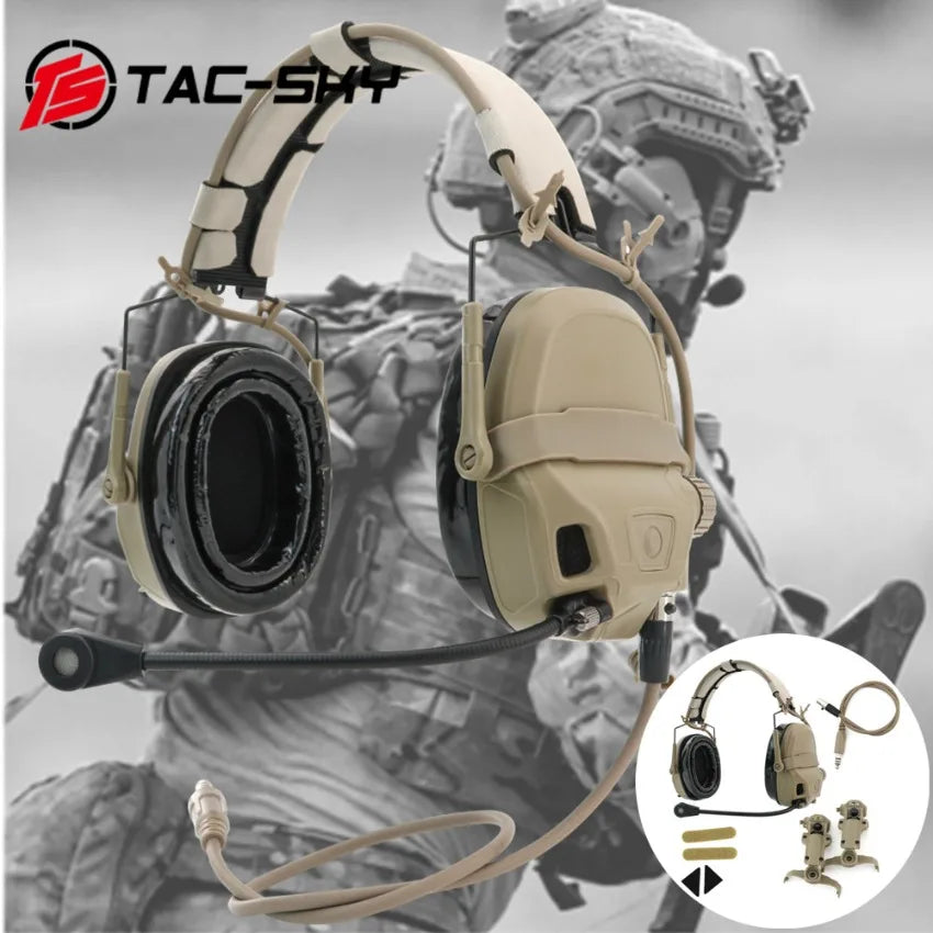 TAC-SKY Tactical ARC Rail-Mounted Single-Channel AMP Communication Headset, Suitable for Hunting and air Shooting