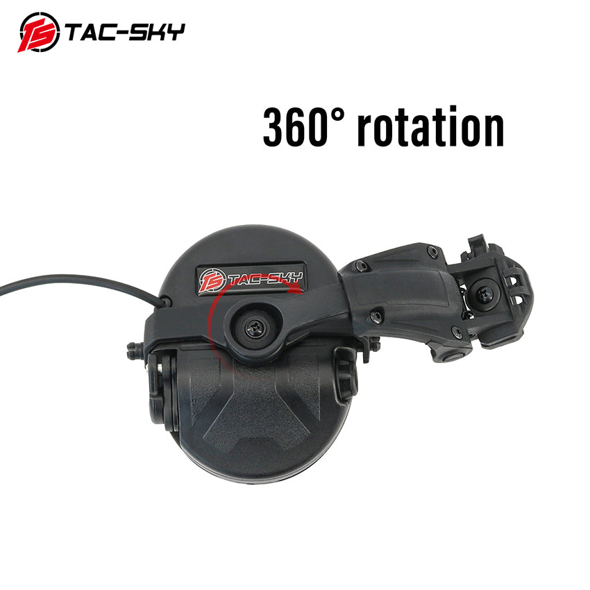 TS TAC-SKY ARC Rail Helmet Mounting Active Noise Cancelling Tactical Headset T201 Silicone Earmuffs + PTT