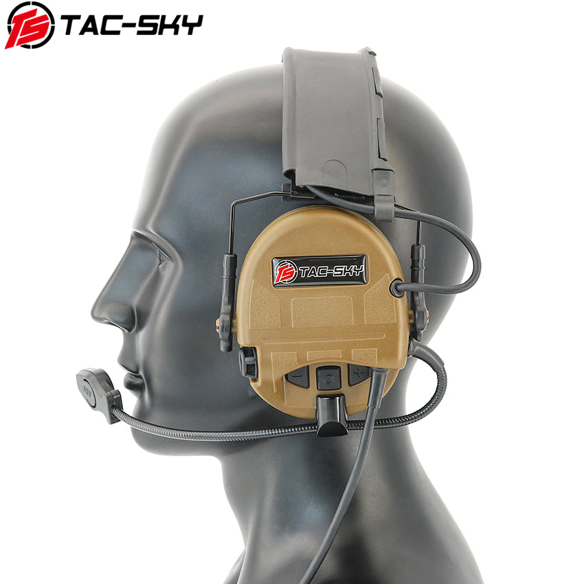 TS TAC-SKY Hearing Protection New Headband Electronic Tactical Headset T201 Active Noise Reduction Silicone Earmuffs + PTT