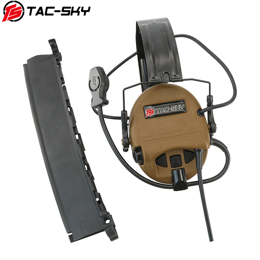 TS TAC-SKY Hearing Protection New Headband Electronic Tactical Headset T201 Active Noise Reduction Silicone Earmuffs Ear Pad + PTT