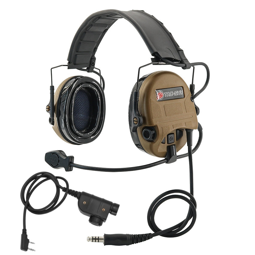 TS TAC-SKY Hearing Protection New Headband Electronic Tactical Headset T201 Active Noise Reduction Silicone Earmuffs Ear Pad + PTT