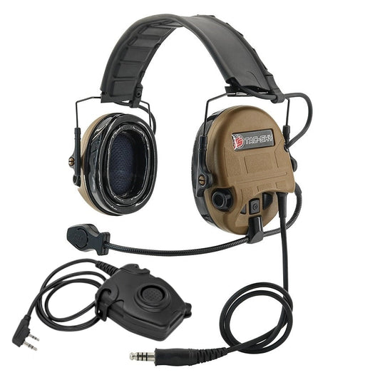 TS TAC-SKY Hearing Protection New Headband Electronic Tactical Headset T201 Active Noise Reduction Silicone Earmuffs + PTT