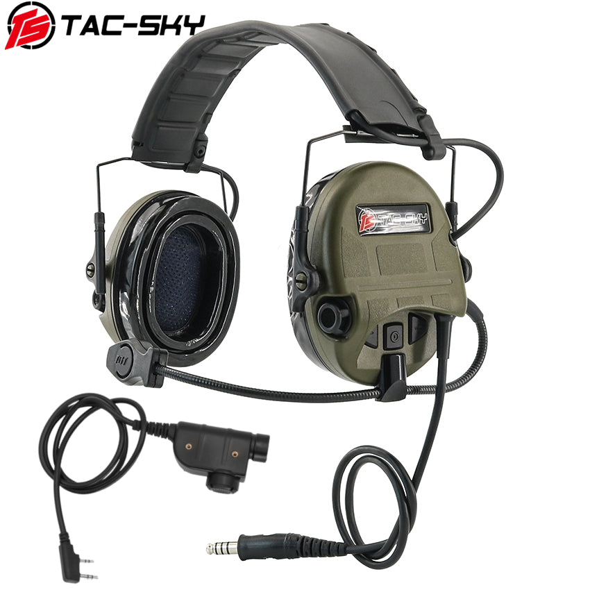 TS TAC-SKY Hearing Protection New Headband Electronic Tactical Headset T201 Active Noise Reduction Silicone Earmuffs Ear Pad + PTT