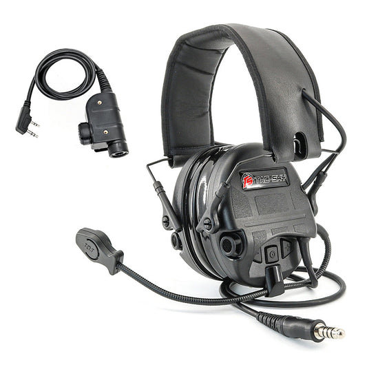 TS TAC-SKY Tactical Headset Hearing Protection Noise Canceling Silicone Earmuffs + PTT