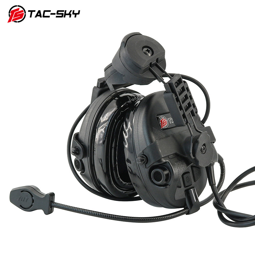 TS TAC-SKY ARC rail Helmet Mount Tactical Headset T201 Noise Cancellation + V2 PTT