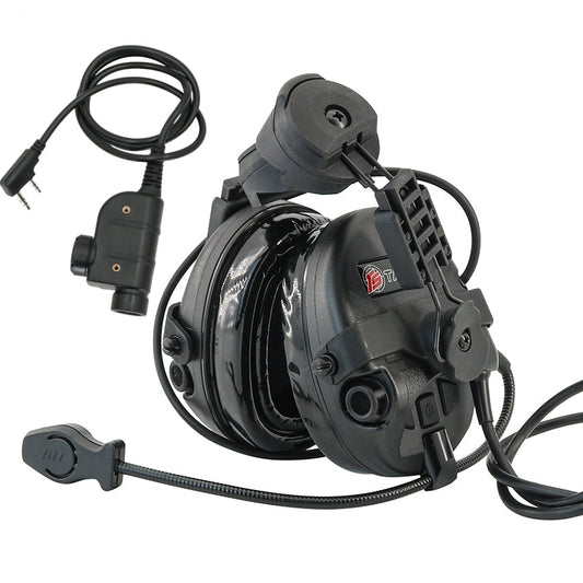 TS TAC-SKY ARC rail Helmet Mounting Tactical Headset T201 Pick up Sound Active Noise Cancellation Hearing Protection Silicone Earmuffs + PTT