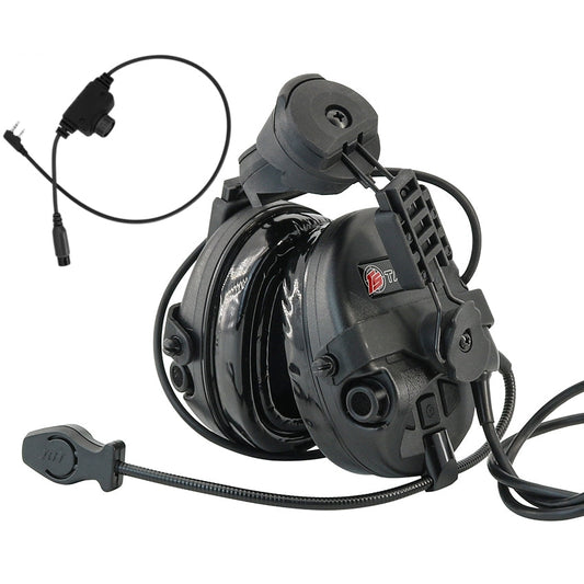TS TAC-SKY ARC rail Helmet Mounting Tactical Headset T201 Active Noise Cancellation Hearing Protection Silicone Earmuffs + PTT