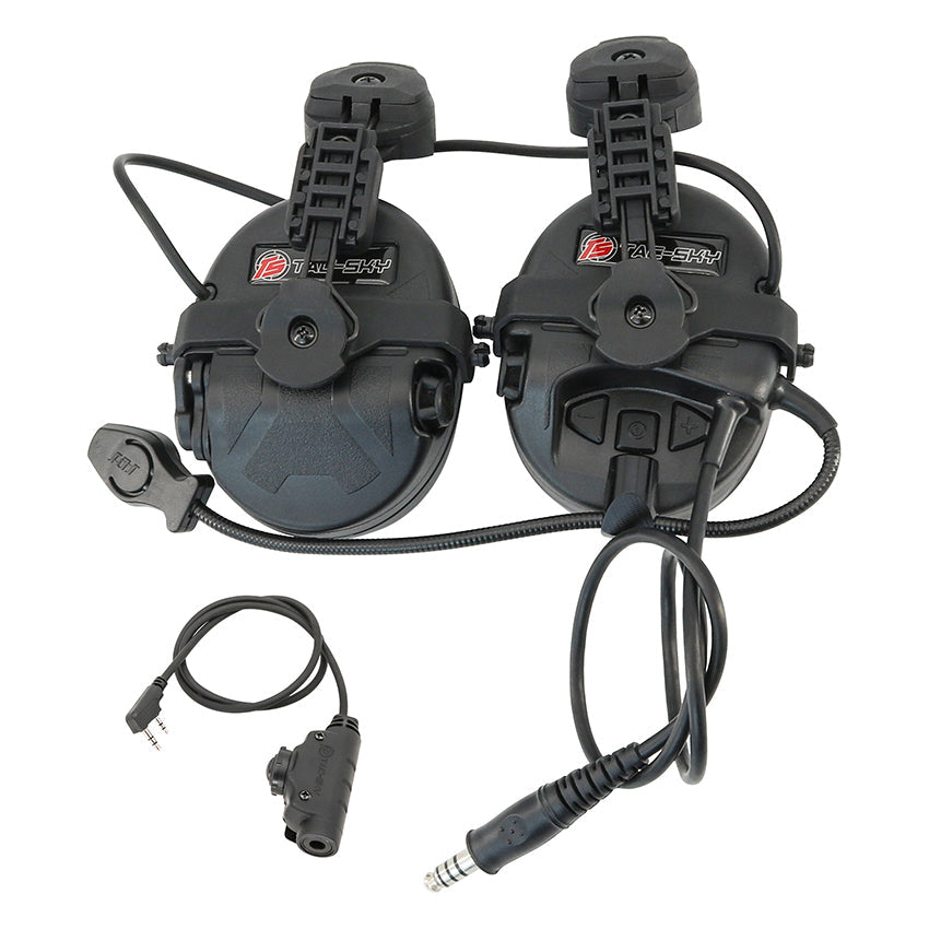 TS TAC-SKY ARC rail Helmet Mount Tactical Headset T201 Noise Cancellation + V2 PTT