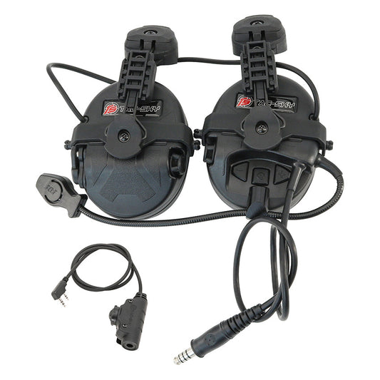 TS TAC-SKY ARC rail Helmet Mount Tactical Headset T201 Noise Cancellation + V2 PTT