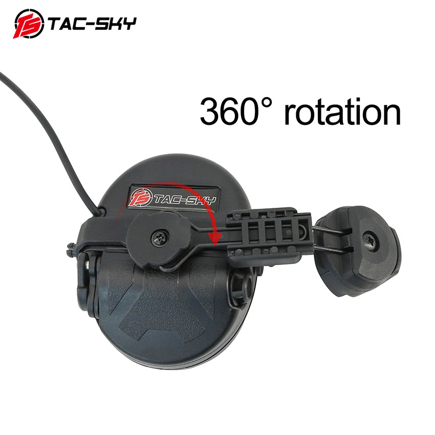 TS TAC-SKY ARC rail Helmet Mounting Tactical Headset T201 Pick up Sound Active Noise Cancellation Hearing Protection Silicone Earmuffs + PTT
