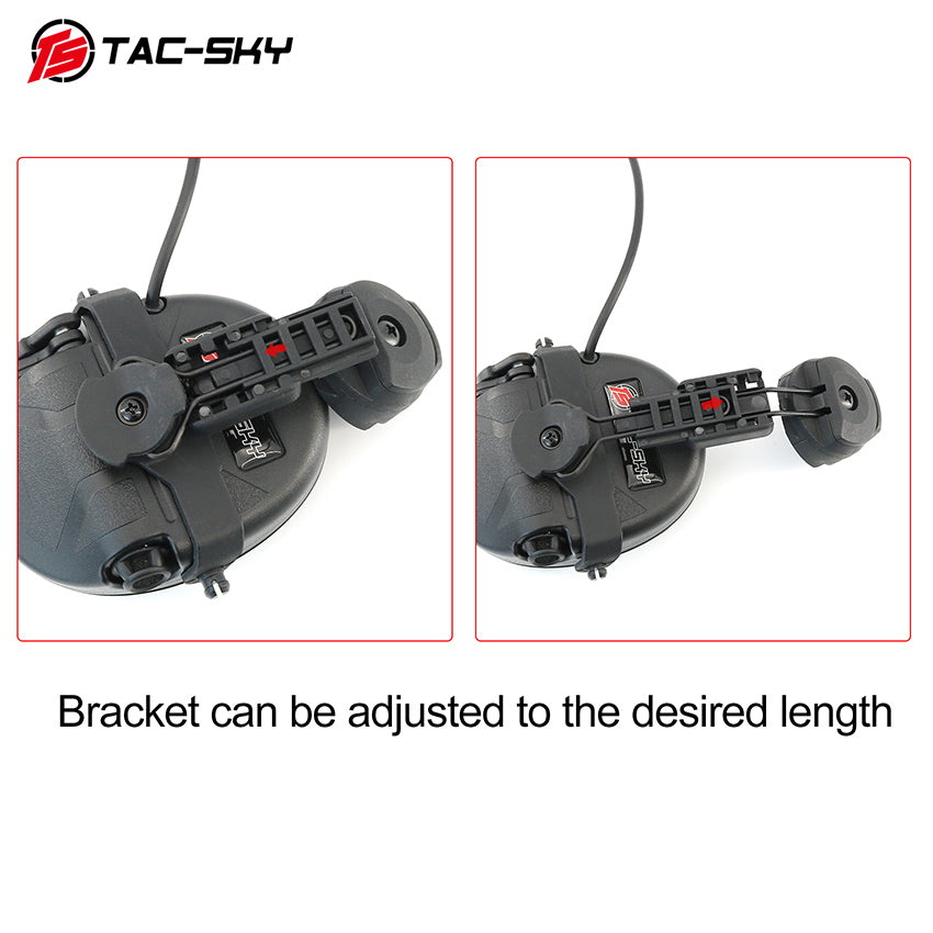 TS TAC-SKY ARC rail Helmet Mounting Tactical Headset T201 Pick up Sound Active Noise Cancellation Hearing Protection Silicone Earmuffs + PTT