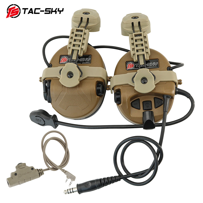 TS TAC-SKY ARC rail Helmet Mount Tactical Headset T201 Noise Cancellation + V2 PTT