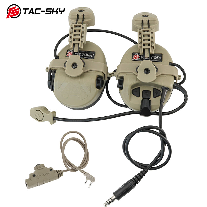 TS TAC-SKY ARC rail Helmet Mount Tactical Headset T201 Noise Cancellation + V2 PTT