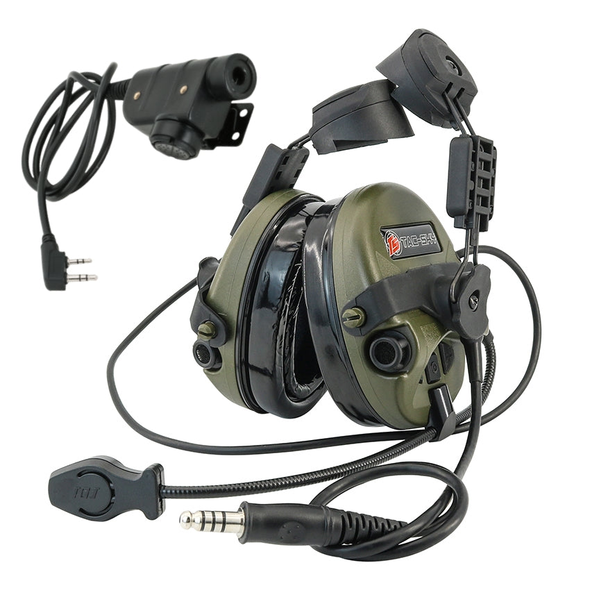 TS TAC-SKY ARC rail Helmet Mounting Tactical Headset T201 Pick up Sound Active Noise Cancellation Hearing Protection Silicone Earmuffs + PTT