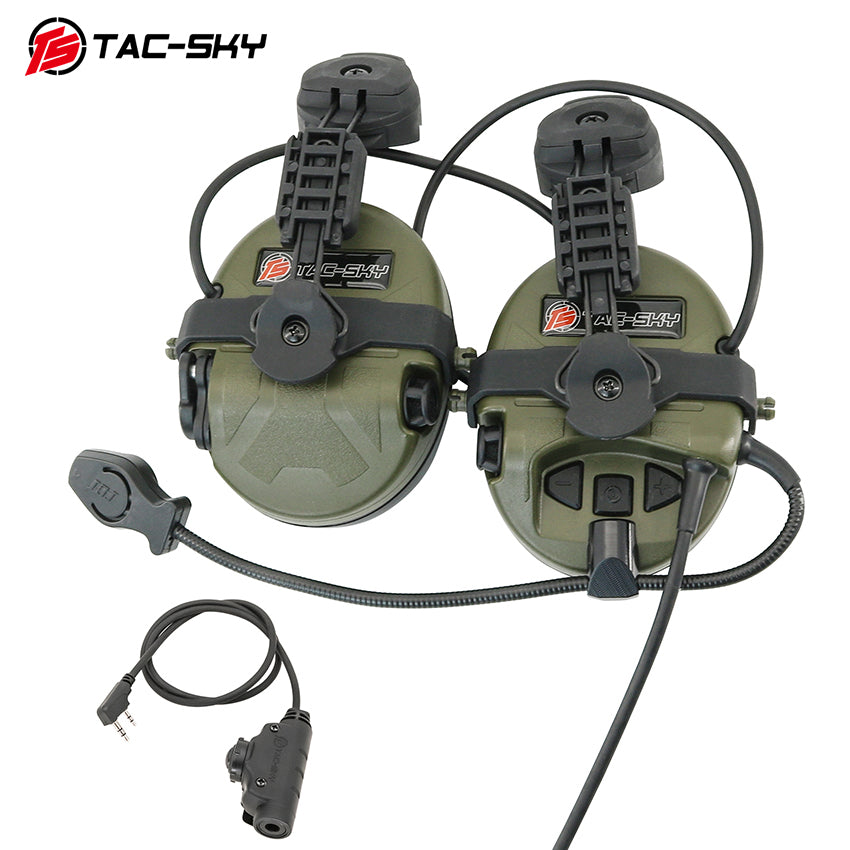 TS TAC-SKY ARC rail Helmet Mount Tactical Headset T201 Noise Cancellation + V2 PTT