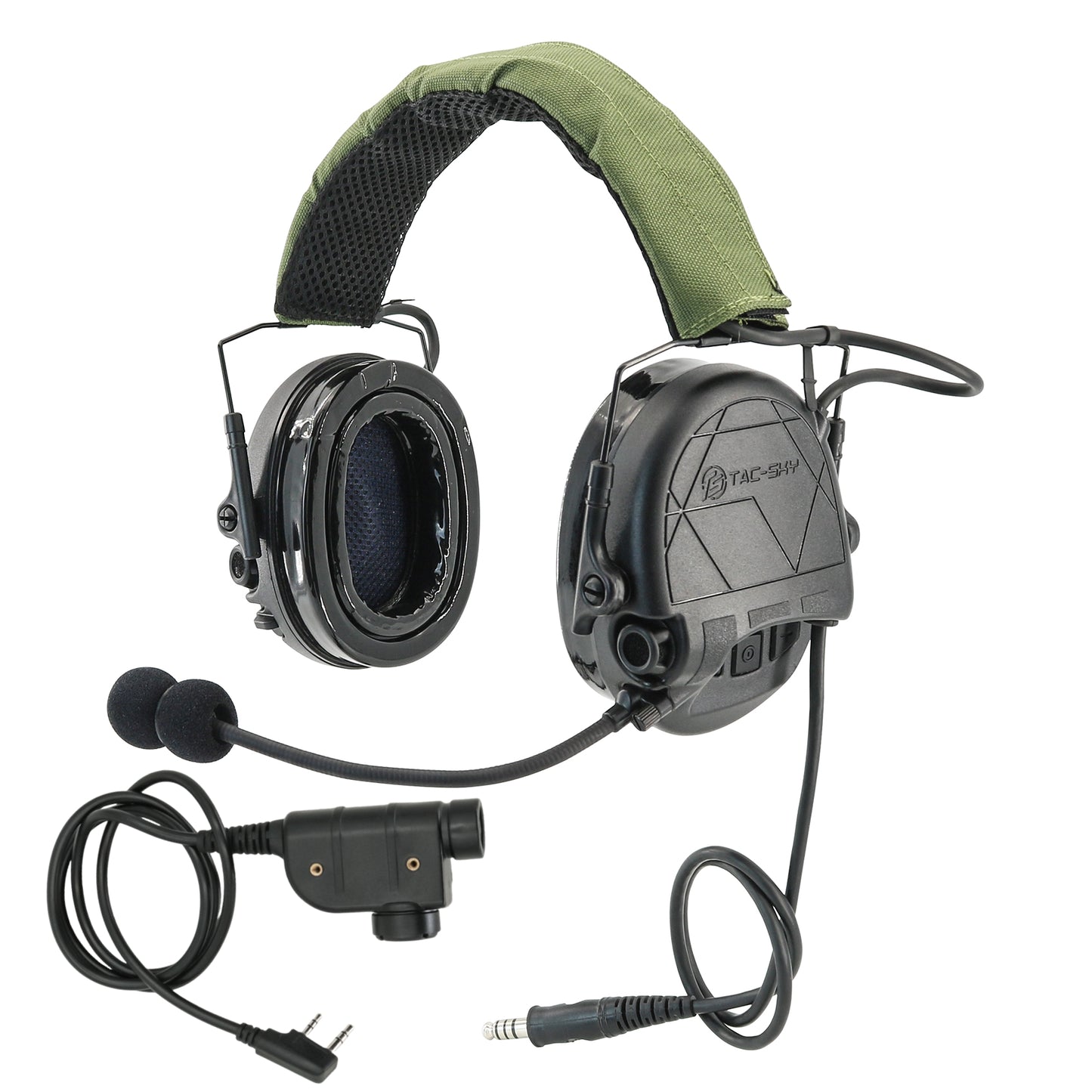 TS TAC-SKY TAC301 Tactical Headset Hearing Protection Electronic Shooting Silicone Earmuffs Headphones + U94 PTT