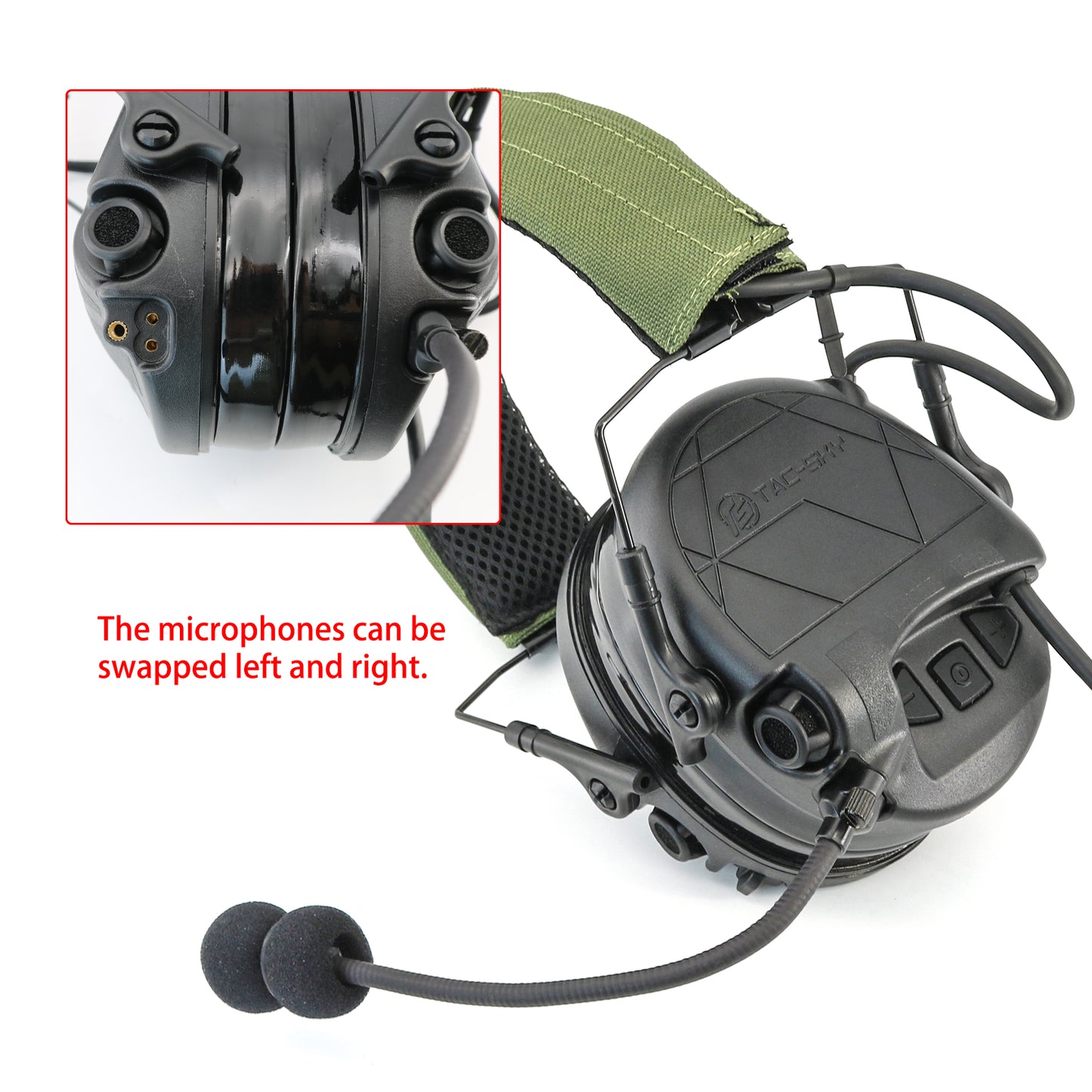 TS TAC-SKY TAC301 Tactical Headset Hearing Protection Electronic Shooting Silicone Earmuffs Headphones + U94 PTT