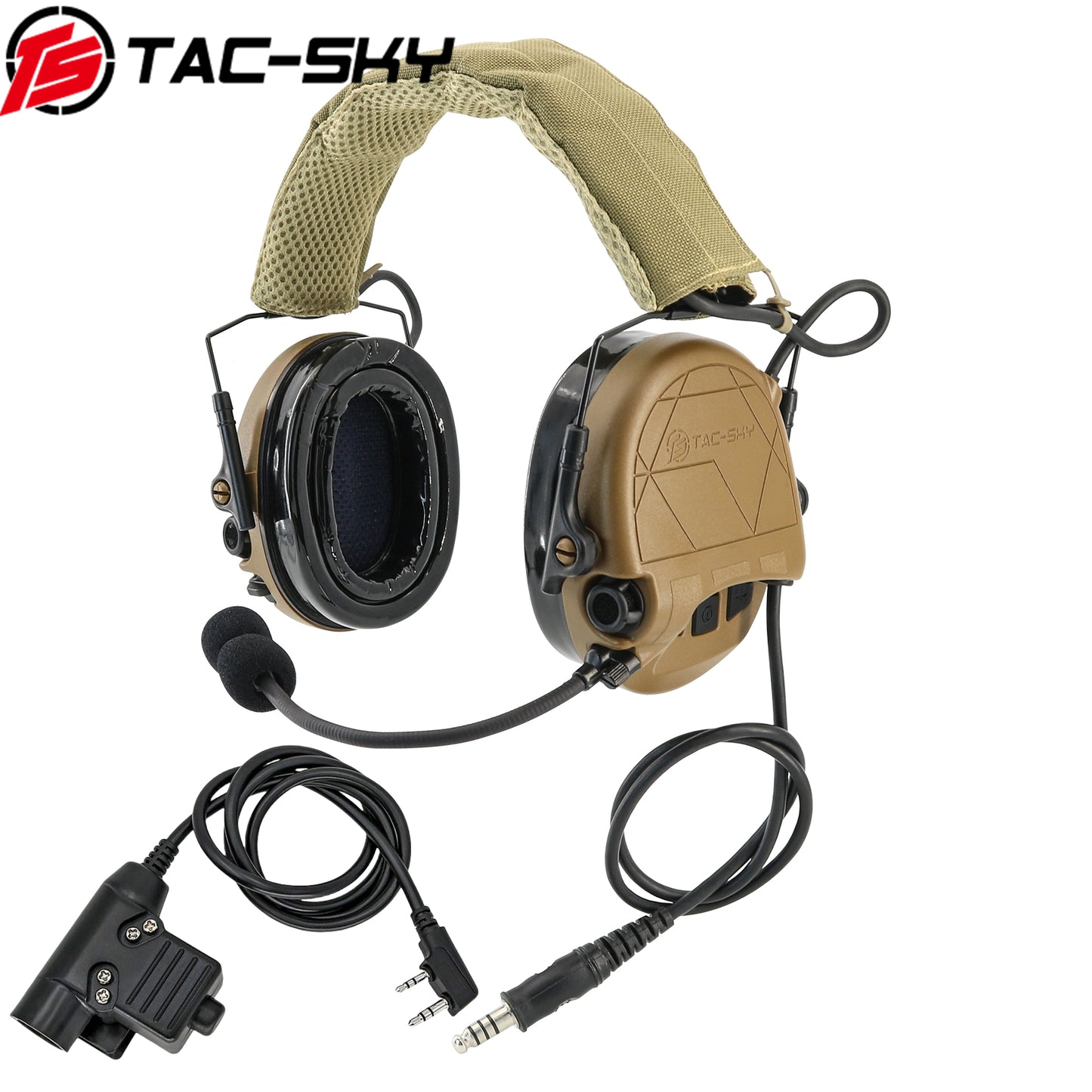 TS TAC-SKY TAC301 Tactical Headset Electronic Shooting Ear Protection Headphones with Microphone,Hearing Protection + PTT