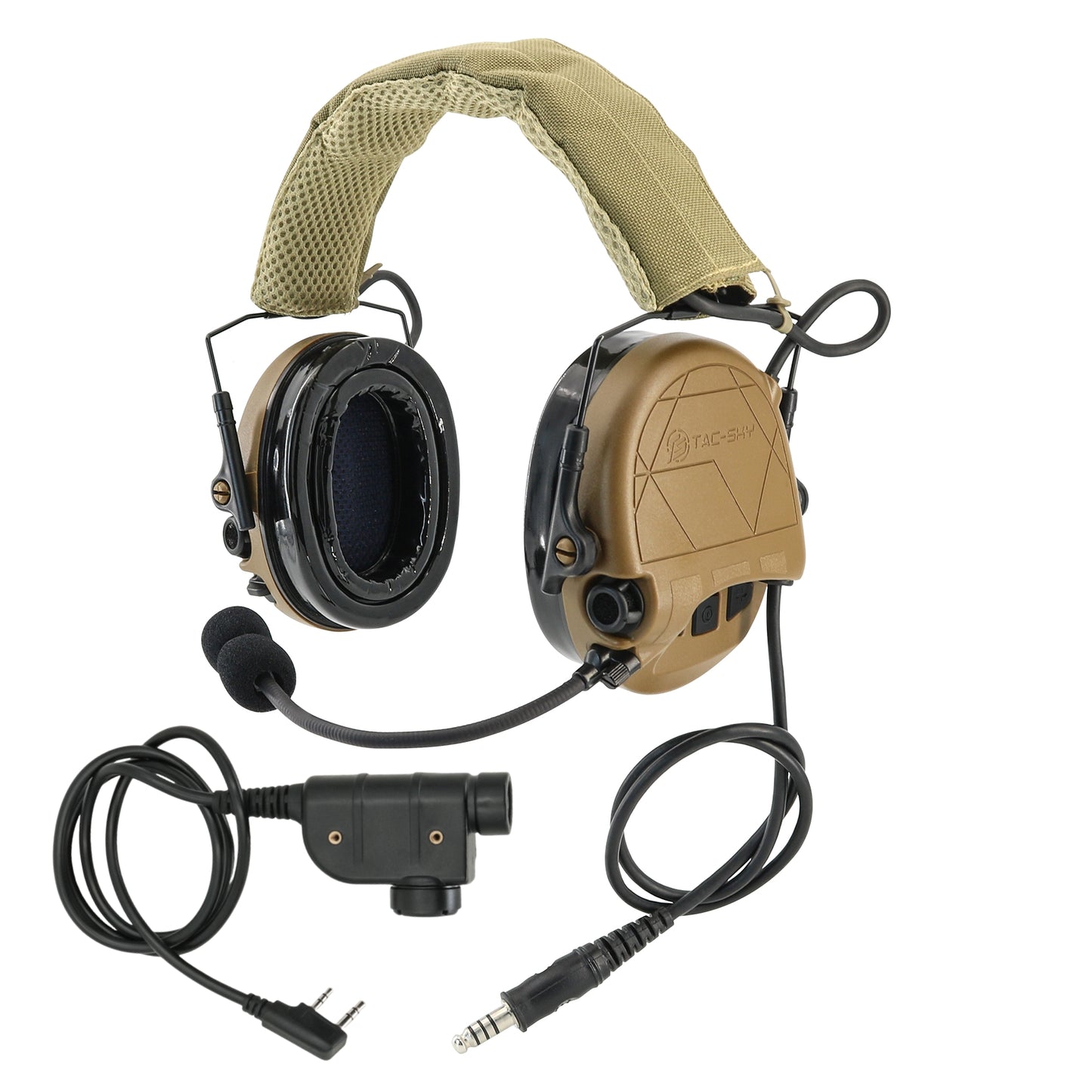 TS TAC-SKY TAC301 Tactical Headset Hearing Protection Electronic Shooting Silicone Earmuffs Headphones + U94 PTT