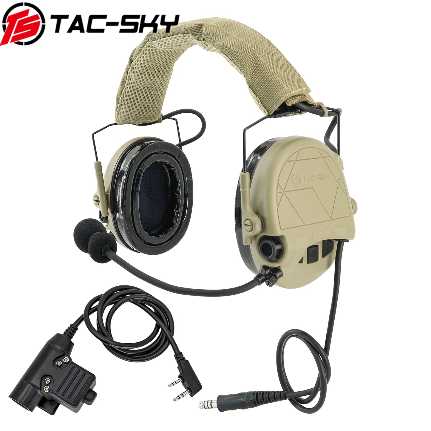 TS TAC-SKY TAC301 Tactical Headset Electronic Shooting Ear Protection Headphones with Microphone,Hearing Protection + PTT