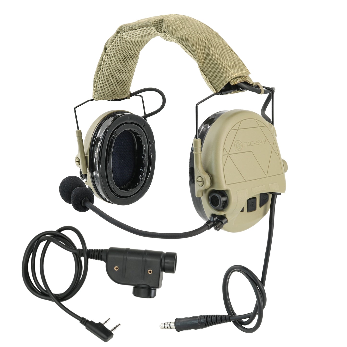 TS TAC-SKY TAC301 Tactical Headset Hearing Protection Electronic Shooting Silicone Earmuffs Headphones + U94 PTT
