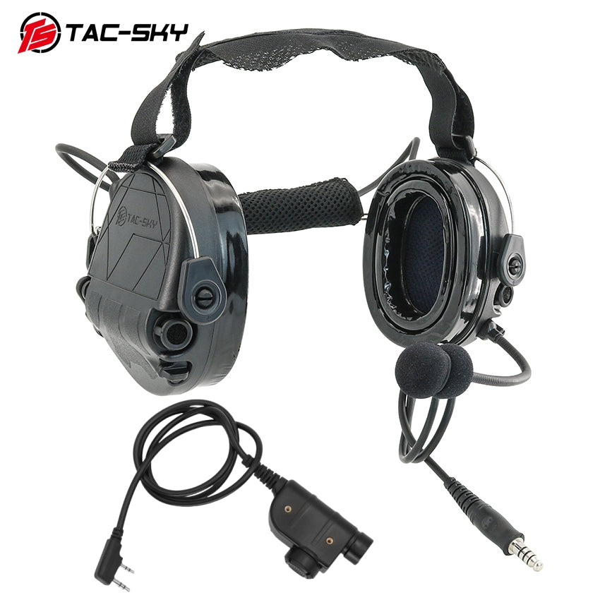 TS TAC-SKY Headband Active Noise Reduction Hearing Protection T302 Tactical Headset Silicone Earmuffs + PTT