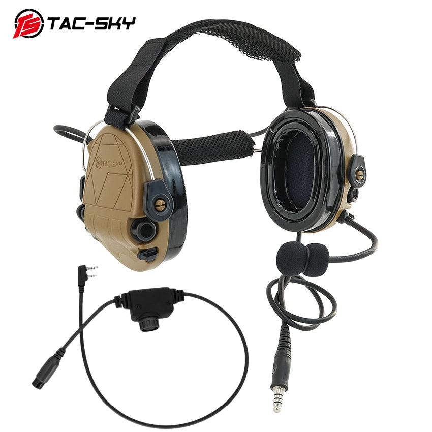 TS TAC-SKY Headband Active Noise Reduction Hearing Protection Earpads T302 Tactical Headset Silicone Earmuffs+ PTT