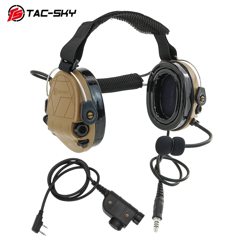 TS TAC-SKY Headband Active Noise Reduction Hearing Protection T302 Tactical Headset Silicone Earmuffs + PTT