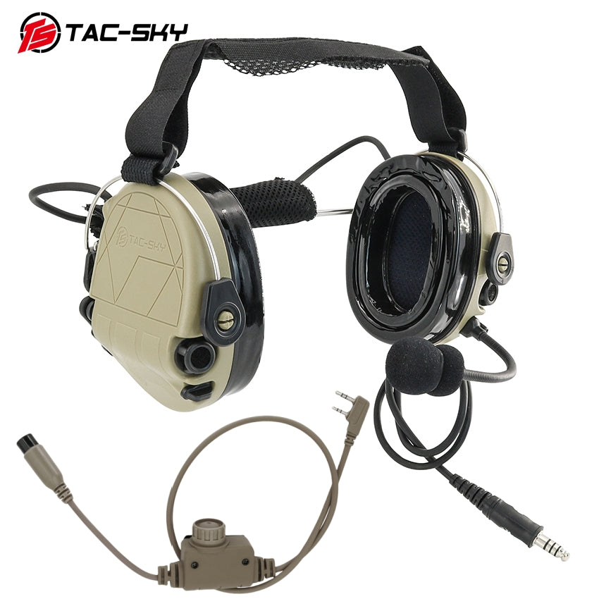 TS TAC-SKY Headband Active Noise Reduction Hearing Protection Earpads T302 Tactical Headset Silicone Earmuffs+ PTT