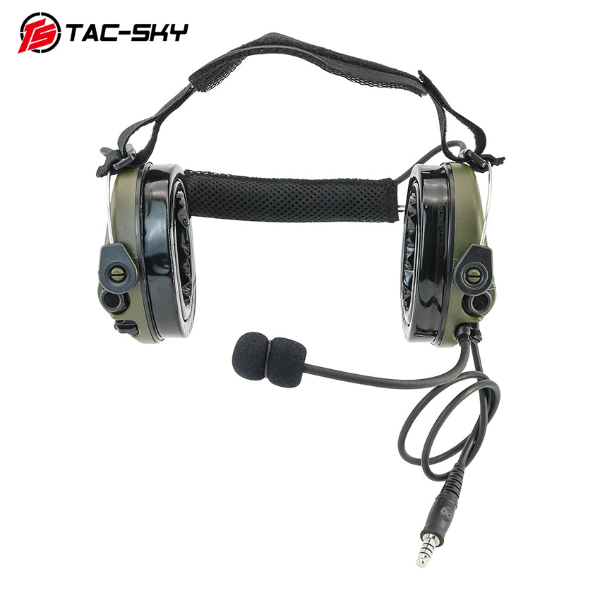 TS TAC-SKY Headband Active Noise Reduction Hearing Protection T302 Tactical Headset Silicone Earmuffs + PTT