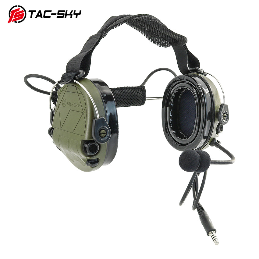 TS TAC-SKY Headband Active Noise Reduction Hearing Protection T302 Tactical Headset Silicone Earmuffs + PTT