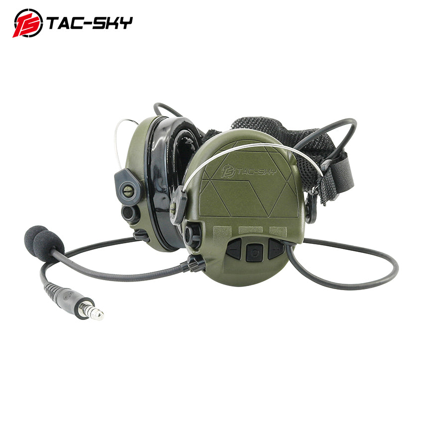 TS TAC-SKY Headband Active Noise Reduction Hearing Protection T302 Tactical Headset Silicone Earmuffs + PTT