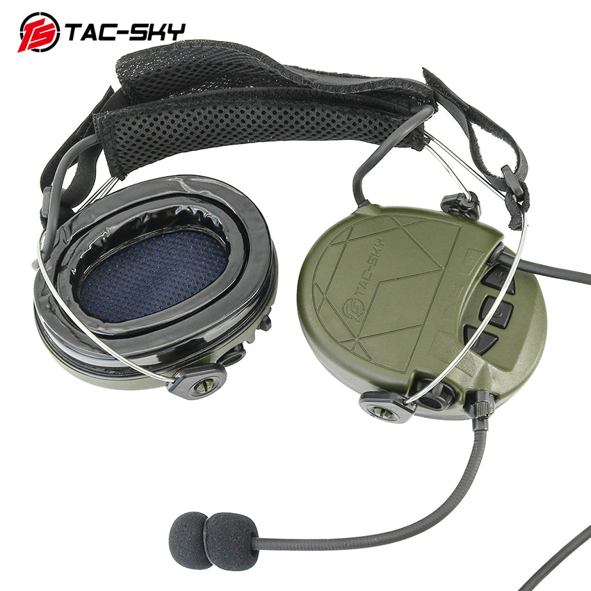 TS TAC-SKY Headband Active Noise Reduction Hearing Protection T302 Tactical Headset Silicone Earmuffs + PTT